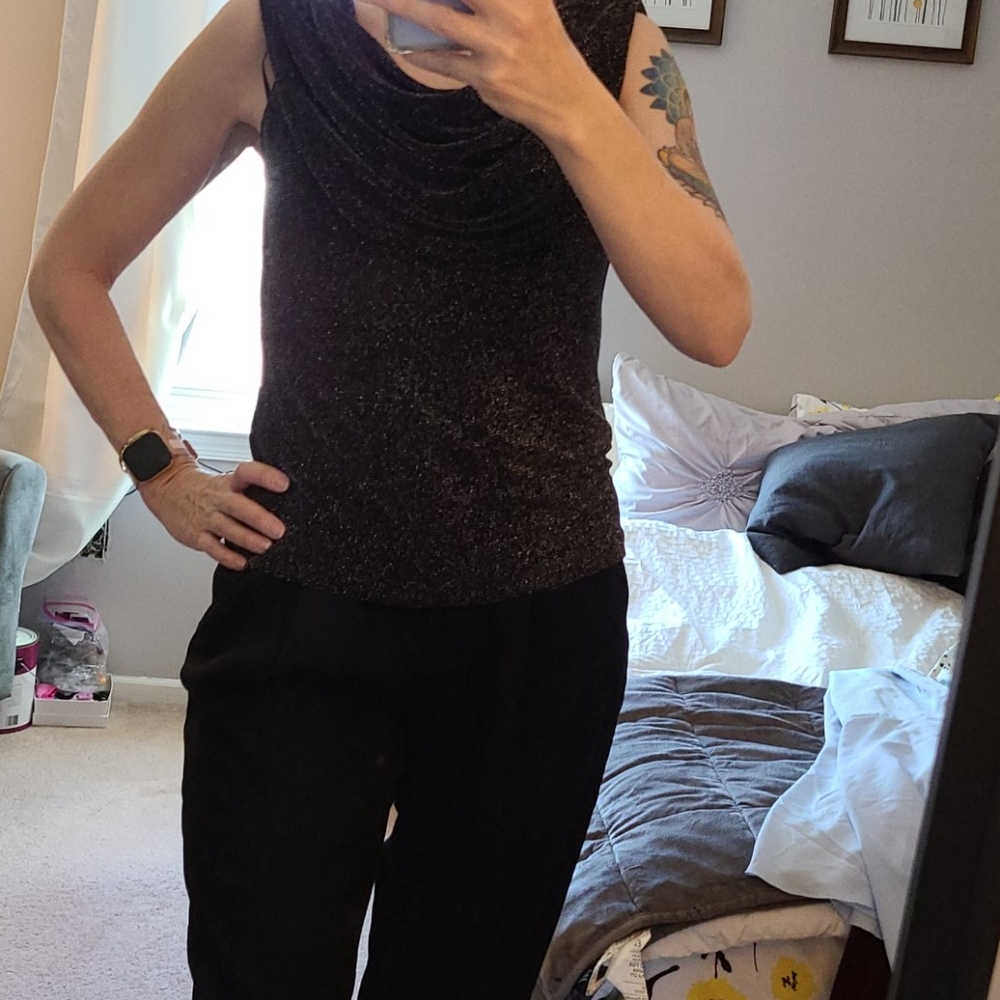 Vintage Sparkling Draped Neck Top